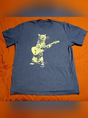 Cat Guitar Graphic Tee - Blue